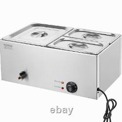 VEVOR Commercial Electric Food Warmer 3-Pan Countertop Buffet 17QT Bain Marie