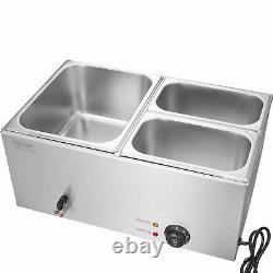 VEVOR Commercial Electric Food Warmer 3-Pan Countertop Buffet 17QT Bain Marie