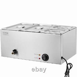 VEVOR Commercial Electric Food Warmer 4-Pan Countertop Buffet 16.4QT Bain Marie