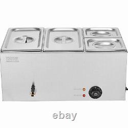 VEVOR Commercial Electric Food Warmer 4-Pan Countertop Buffet 16.4QT Bain Marie