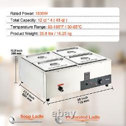 VEVOR Commercial Electric Food Warmer Countertop Buffet 412 Qt Pan Bain Marie