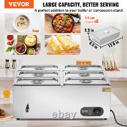 VEVOR Commercial Electric Food Warmer Countertop Buffet 65Qt Pan Bain Marie