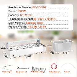 VEVOR Commercial Electric Food Warmer Countertop Buffet 65Qt with Glass Shield