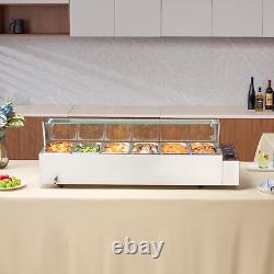 VEVOR Commercial Electric Food Warmer Countertop Buffet 65Qt with Glass Shield