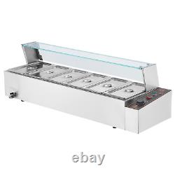 VEVOR Commercial Electric Food Warmer Countertop Buffet 65Qt with Glass Shield