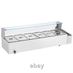 VEVOR Commercial Electric Food Warmer Countertop Buffet 65Qt with Glass Shield