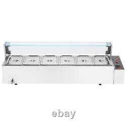 VEVOR Commercial Electric Food Warmer Countertop Buffet 65Qt with Glass Shield