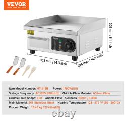 VEVOR Commercial Electric Griddle, 1700W Countertop Flat Top Grill, 122? -572? A