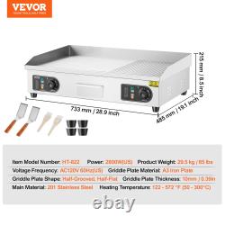 VEVOR Commercial Electric Griddle, 2800W Countertop Half-Flat Top Grill, 122? -57