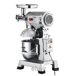 VEVOR Commercial Food Mixer with Meat Grinder 20Qt 3 Speeds Pizza Bakery 1100W