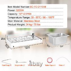 VEVOR Commercial Food Warmer 108Qt Bain Marie Buffet Pan with Glass Shield 3200W