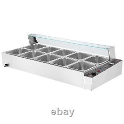 VEVOR Commercial Food Warmer 108Qt Bain Marie Buffet Pan with Glass Shield 3200W