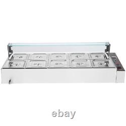 VEVOR Commercial Food Warmer 108Qt Bain Marie Buffet Pan with Glass Shield 3200W