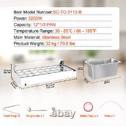 VEVOR Commercial Food Warmer 125Qt Buffet Pan Bain Marie with Glass Shield 3200W