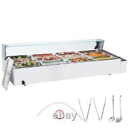 VEVOR Commercial Food Warmer 125Qt Countertop Buffet Bain Marie with Glass Shield