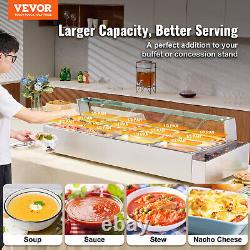 VEVOR Commercial Food Warmer 125Qt Countertop Buffet Bain Marie with Glass Shield