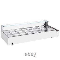 VEVOR Commercial Food Warmer 125Qt Countertop Buffet Bain Marie with Glass Shield