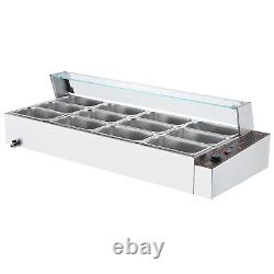 VEVOR Commercial Food Warmer 125Qt Countertop Buffet Bain Marie with Glass Shield