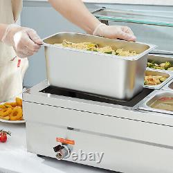 VEVOR Commercial Food Warmer 12x8Qt Buffet Pan Steam Table with Glass Shield 1800W