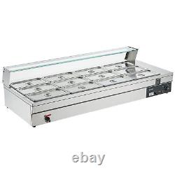 VEVOR Commercial Food Warmer 12x8Qt Buffet Pan Steam Table with Glass Shield 1800W