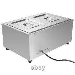 VEVOR Commercial Food Warmer 2x12Qt Electric Bain Marie Steam Table Buffet Pan