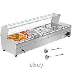 VEVOR Commercial Food Warmer 4 Pan Steamer Table Buffet Pan Bain Marie 1500W