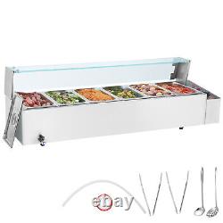 VEVOR Commercial Food Warmer 65Qt Countertop Buffet Bain Marie with Glass Shield