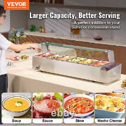 VEVOR Commercial Food Warmer 65Qt Countertop Buffet Bain Marie with Glass Shield