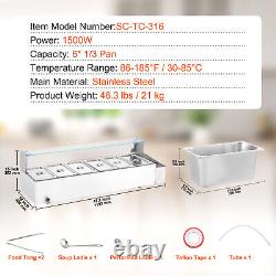 VEVOR Commercial Food Warmer 65Qt Countertop Buffet Bain Marie with Glass Shield