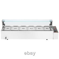 VEVOR Commercial Food Warmer 65Qt Countertop Buffet Bain Marie with Glass Shield