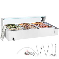 VEVOR Commercial Food Warmer 95Qt Countertop Buffet Bain Marie with Glass Shield