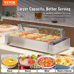 VEVOR Commercial Food Warmer 95Qt Countertop Buffet Bain Marie with Glass Shield