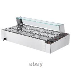 VEVOR Commercial Food Warmer 95Qt Countertop Buffet Bain Marie with Glass Shield