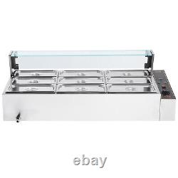 VEVOR Commercial Food Warmer 95Qt Countertop Buffet Bain Marie with Glass Shield