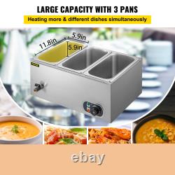 VEVOR Commercial Food Warmer Bain Marie Steam Table 2-6 Pots Kettle Soup Station