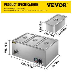 VEVOR Commercial Food Warmer Bain Marie Steam Table 2-6 Pots Kettle Soup Station