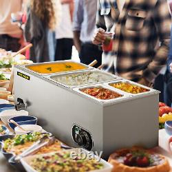 VEVOR Commercial Food Warmer Bain Marie Steam Table Countertop 4-Pan Station