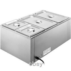 VEVOR Commercial Food Warmer Bain Marie Steam Table Countertop 4-Pan Station