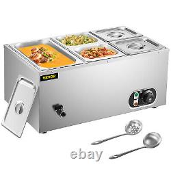 VEVOR Commercial Food Warmer Bain Marie Steam Table Countertop 5-Pan Station