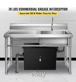 VEVOR Commercial Grease Interceptor 70lbs Carbon Steel Grease Trap 35GPM