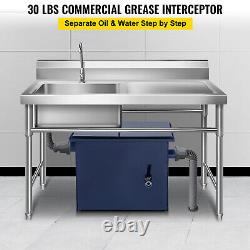 VEVOR Commercial Grease Interceptor Grease Trap 30LB 15 GPM Steel Interceptor