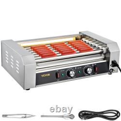 VEVOR Commercial Hot Dog Machine 5/7/11 Rollers with Cover Grill Cooker Stainless