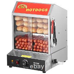 VEVOR Commercial Hot Dog Steamer 2-Tier Electric Bun Warmer 28.5QT Slide Doors