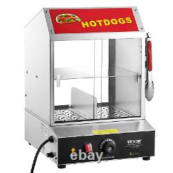 VEVOR Commercial Hot Dog Steamer 2-Tier Electric Bun Warmer 28.5QT Slide Doors