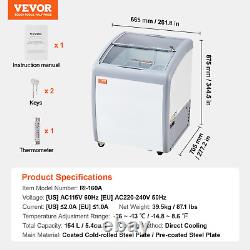 VEVOR Commercial Ice Cream Display Case, 5.4 Cu. Ft Chest Freezer, Mobile Glass T