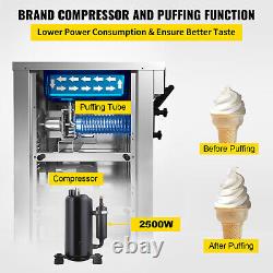 VEVOR Commercial Ice Cream Machine 40L/H 3 Flavors Soft Serve Ice Cream Maker