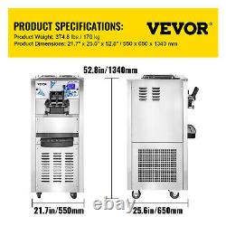 VEVOR Commercial Ice Cream Machine 40L/H 3 Flavors Soft Serve Ice Cream Maker