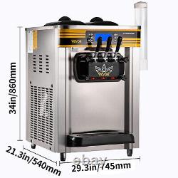 VEVOR Commercial Ice Cream Maker 22-30L/H 2350W Countertop Soft Serve Machine