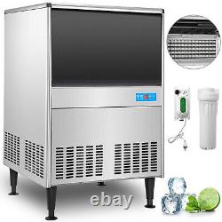 VEVOR Commercial Ice Maker 150 LBS/24H Ice Cube Machine 100LBS Bin Storage SUS