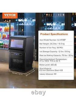 VEVOR Commercial Ice Maker, 70lbs/24H, Ice Maker Machine, 12lbs Storage Capacity